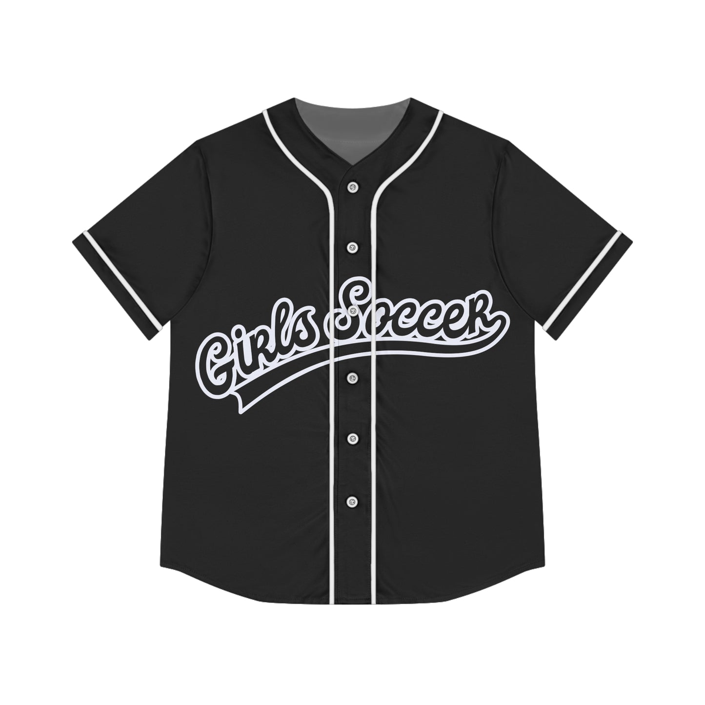 GirlsSoccer Varsity Baseball Jersey (Black/White Text)