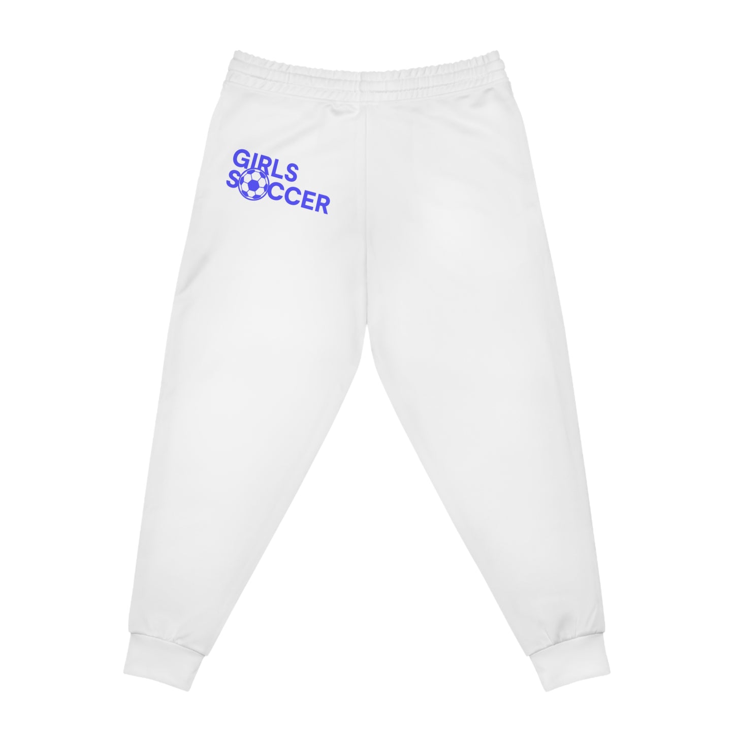 GirlsSoccer Athletic Joggers (White/Blue Text)