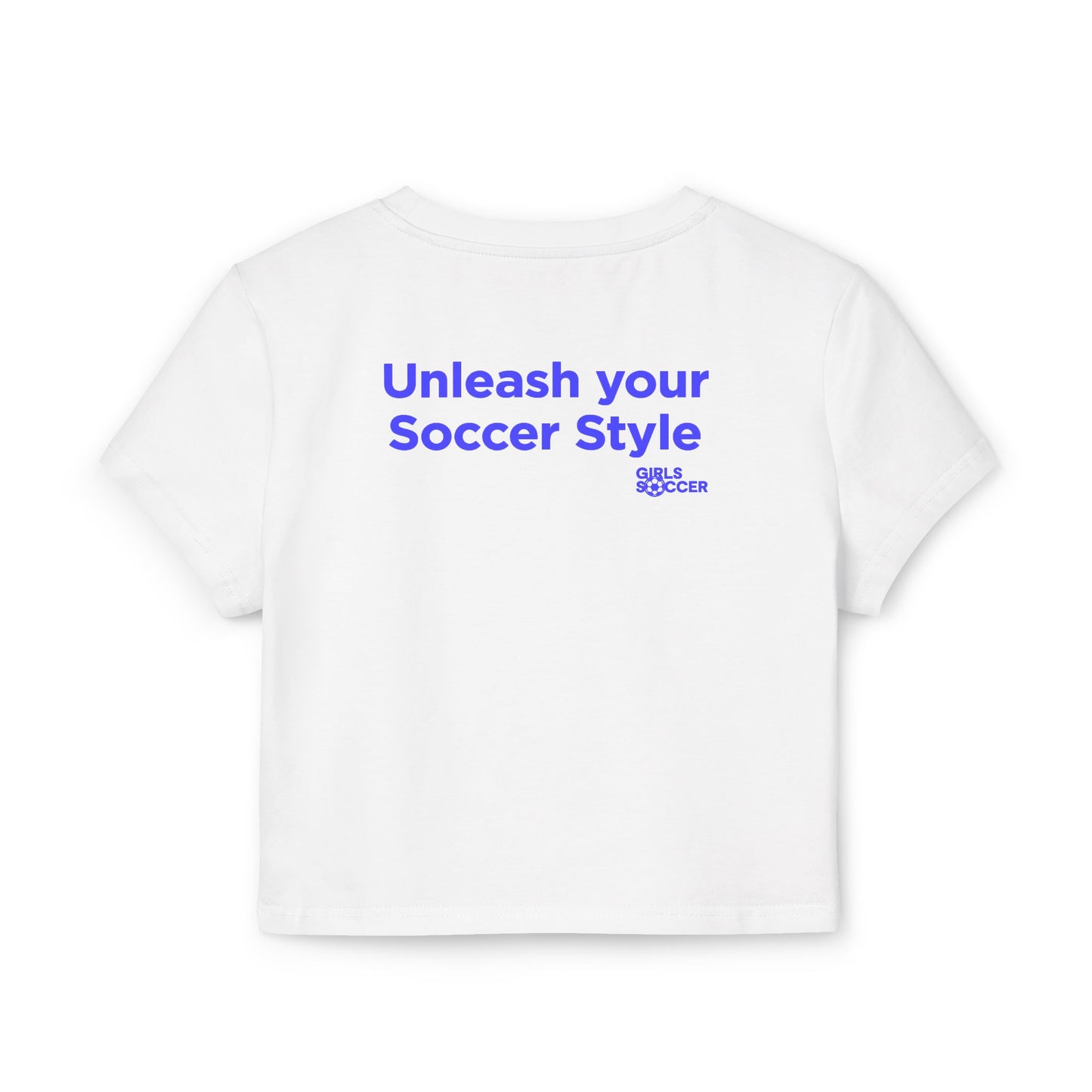 Backtalk Crop - Unleash your Soccer style (White/Blue Text)