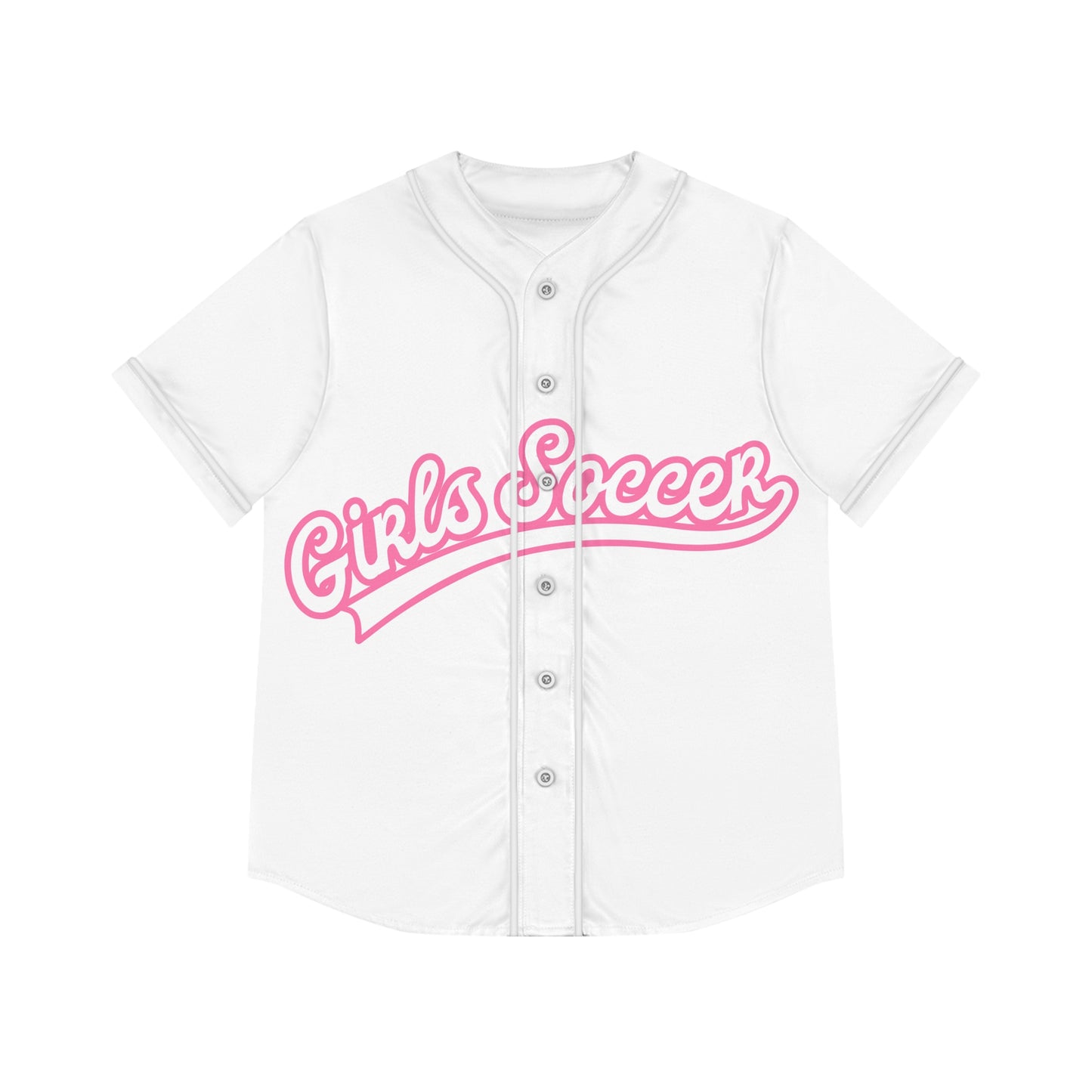 GirlsSoccer Varsity Baseball Jersey (White/Pink Text)