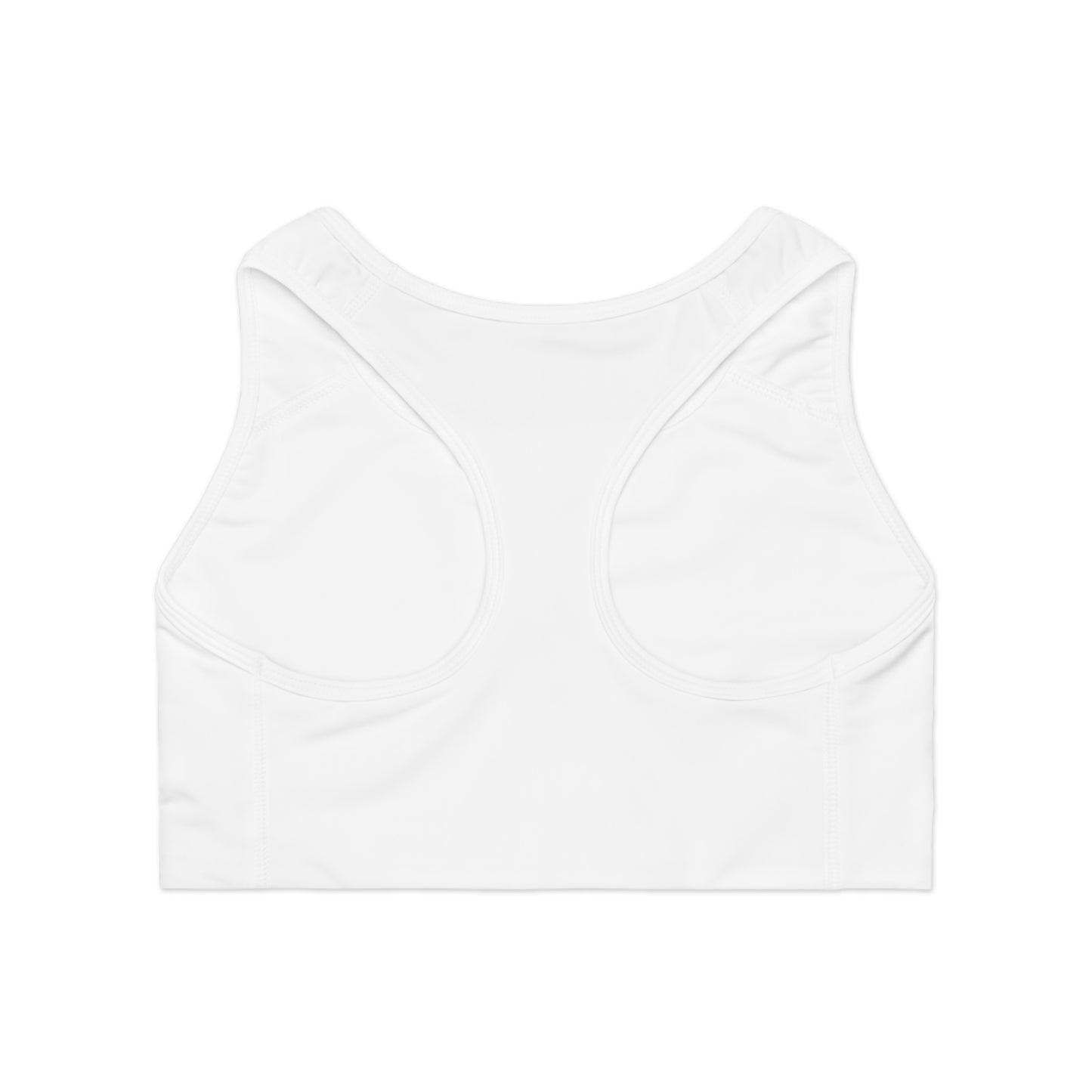 GirlsSoccer Sports Bra (White/Blue Text)