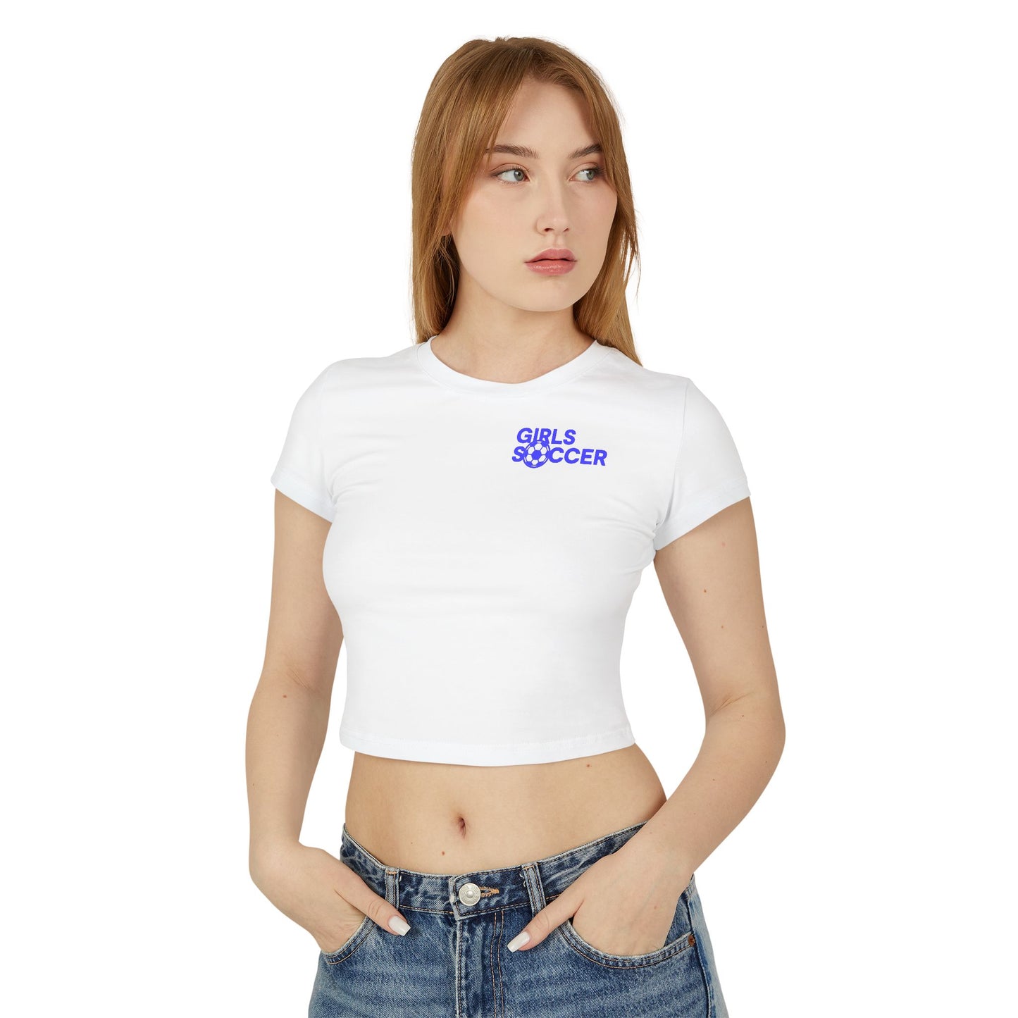 Backtalk Crop - Unleash your Soccer style (White/Blue Text)