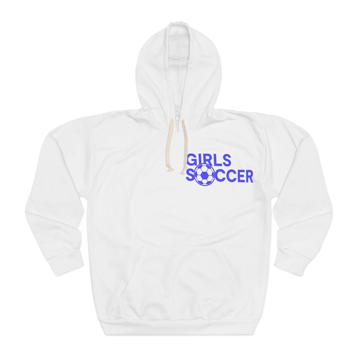 GirlsSoccer Essentials Hoodie (White/Blue Text)