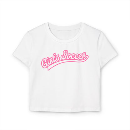 Backtalk Varsity Crop - Stylish off the pitch, fearless on it (White/Pink Text)