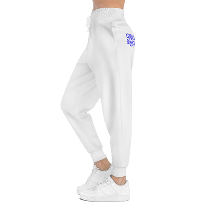 GirlsSoccer Athletic Joggers (White/Blue Text)
