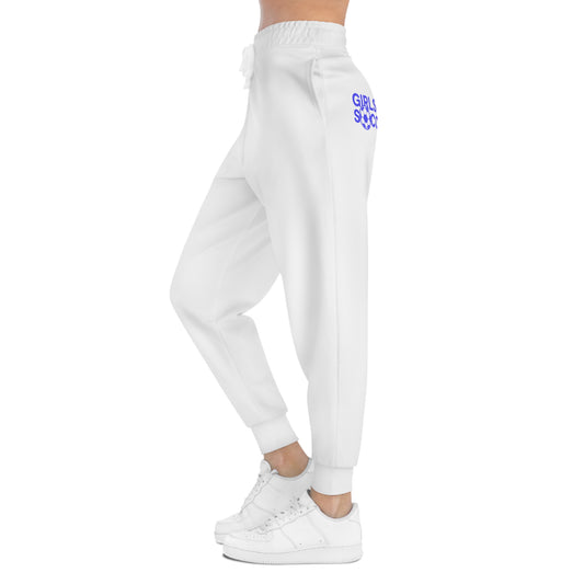 GirlsSoccer Athletic Joggers (White/Blue Text)