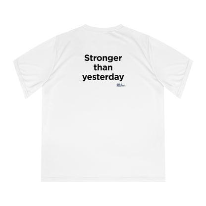 Backtalk Tee - Stronger than yesterday (White/Black Text)