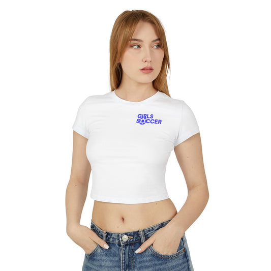 Backtalk Crop - Unleash your Soccer style (White/Blue Text)