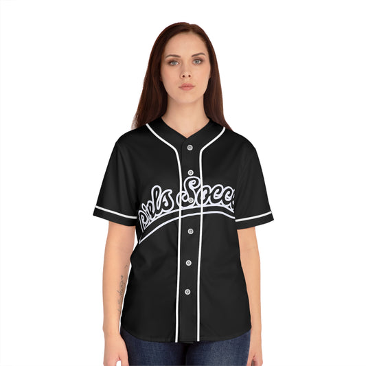 GirlsSoccer Varsity Baseball Jersey (Black/White Text)